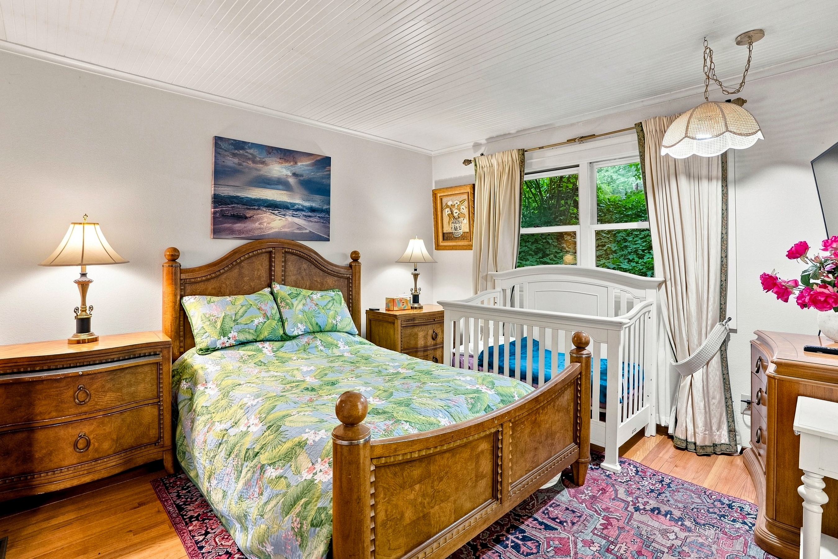 Bedroom 1 with Queen Bed and Crib