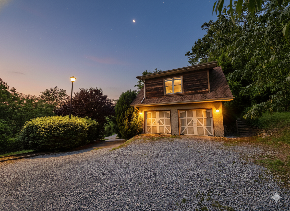 Twilight charm at your mountain getaway. Unwind and escape the ordinary.