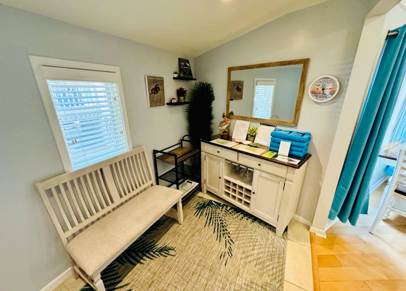 Entry with bench and beach gear