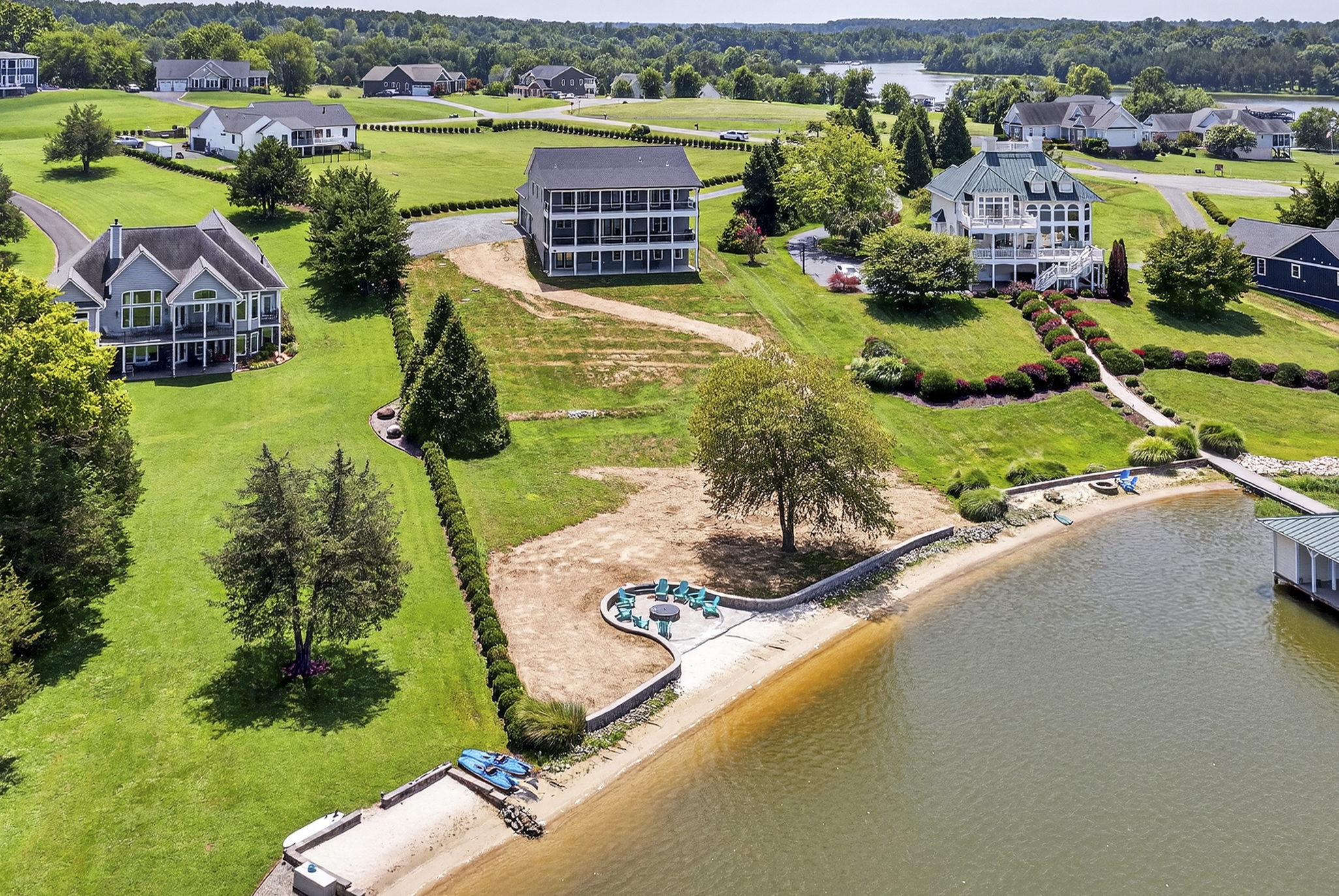 From the sky to the shore, this lakeside getaway looks amazing—and the fire pit nights are even better up close.