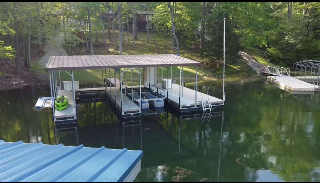 Dock pulled up to land at full pool