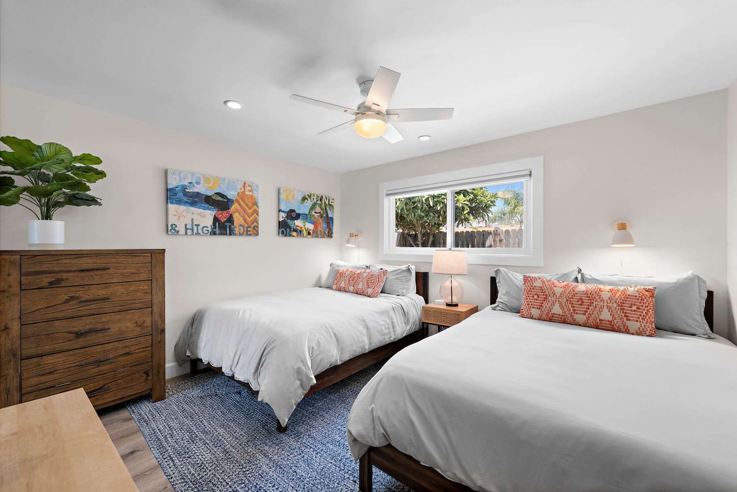 The third bedroom has two queen beds with new premium mattresses.  This room also has a TV for late night netflix binges.