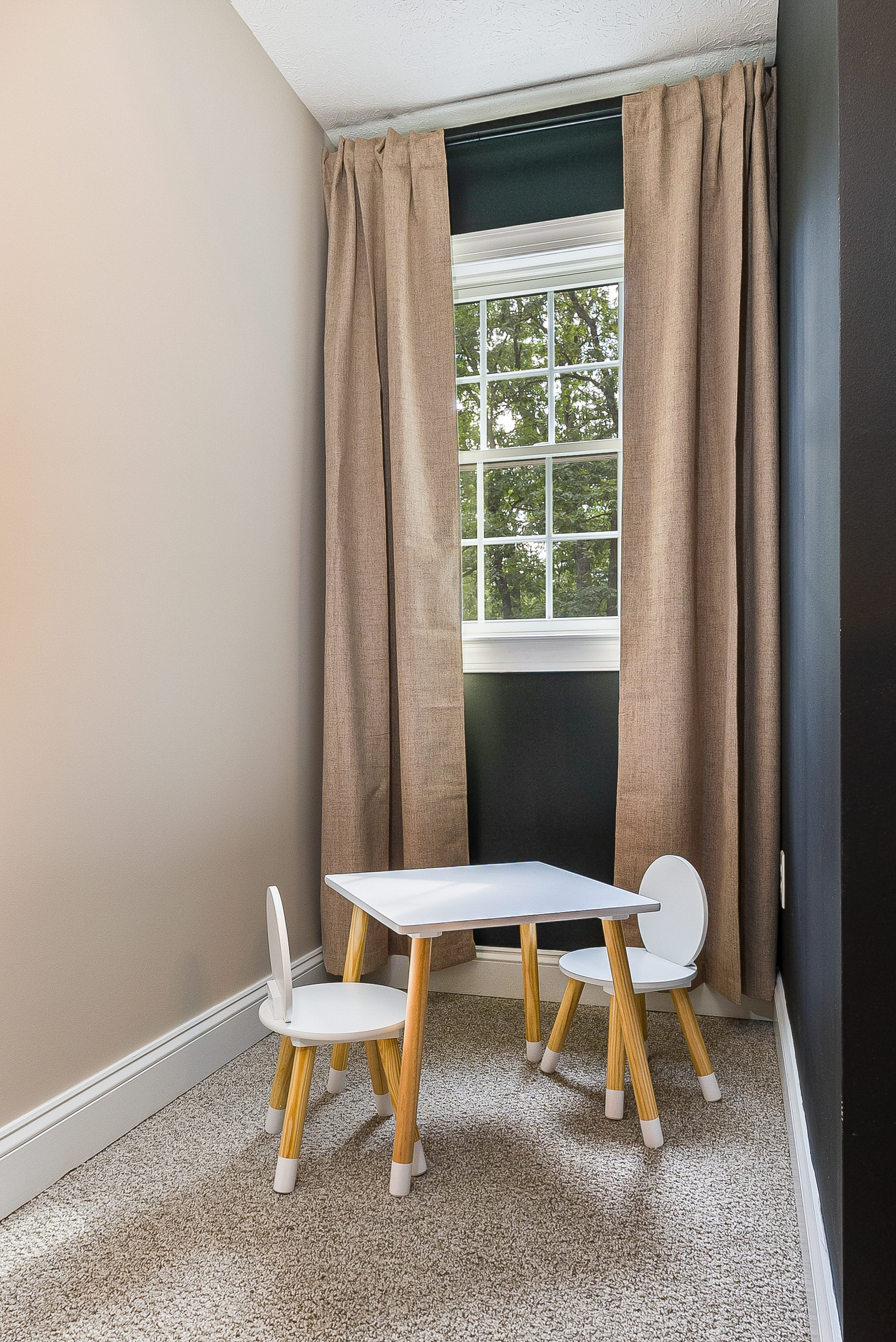 A little table and chairs, just right for crafts, coloring, or board games.