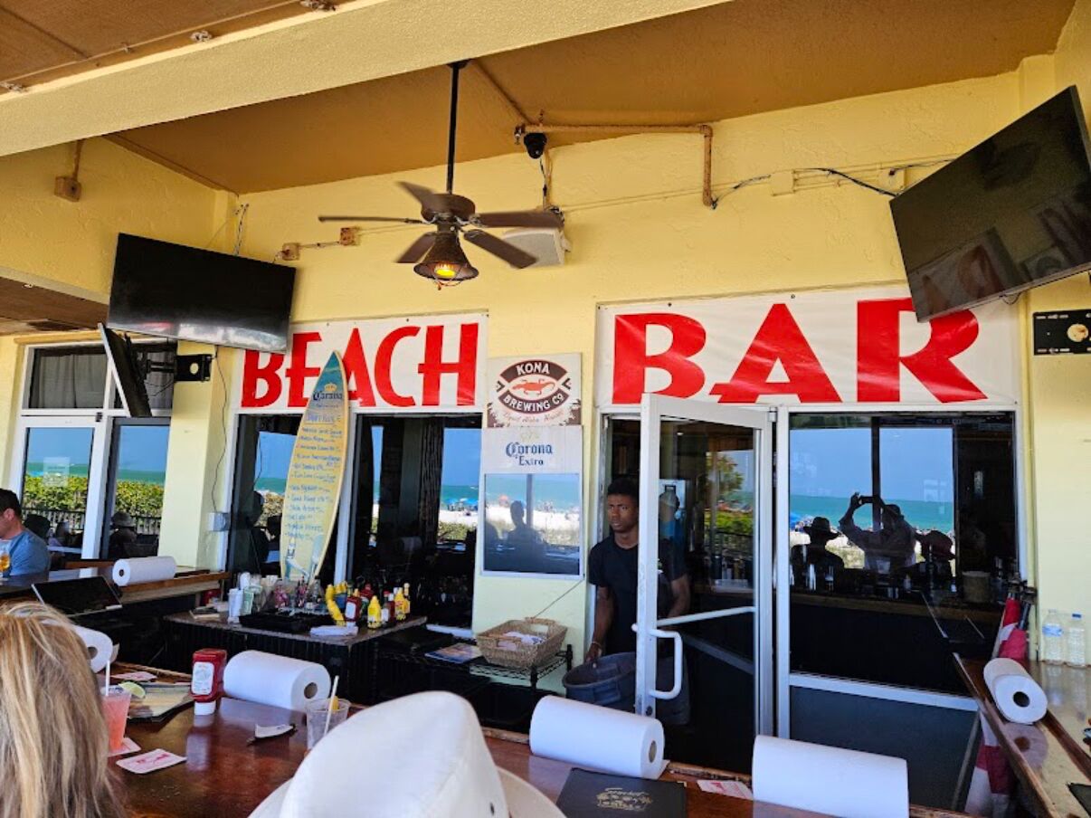 Outdoor seating, restaurant and bar