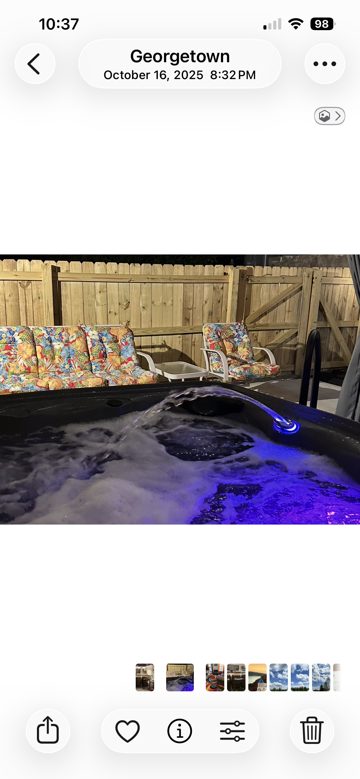 Relax in your private 6 person hot tub after a day of fun outings.