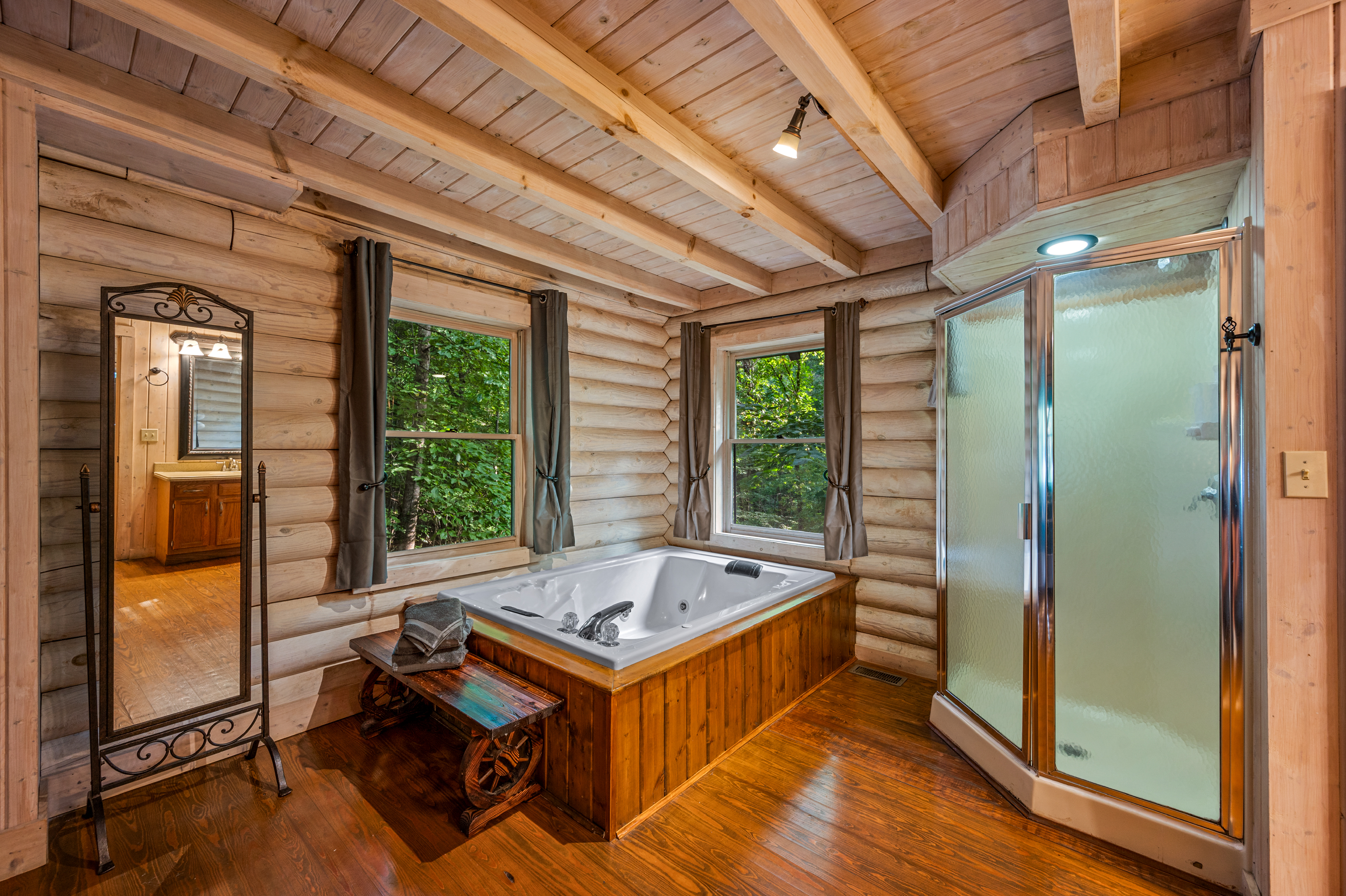 Soak in the jetted tub, or refresh in the walk-in shower.