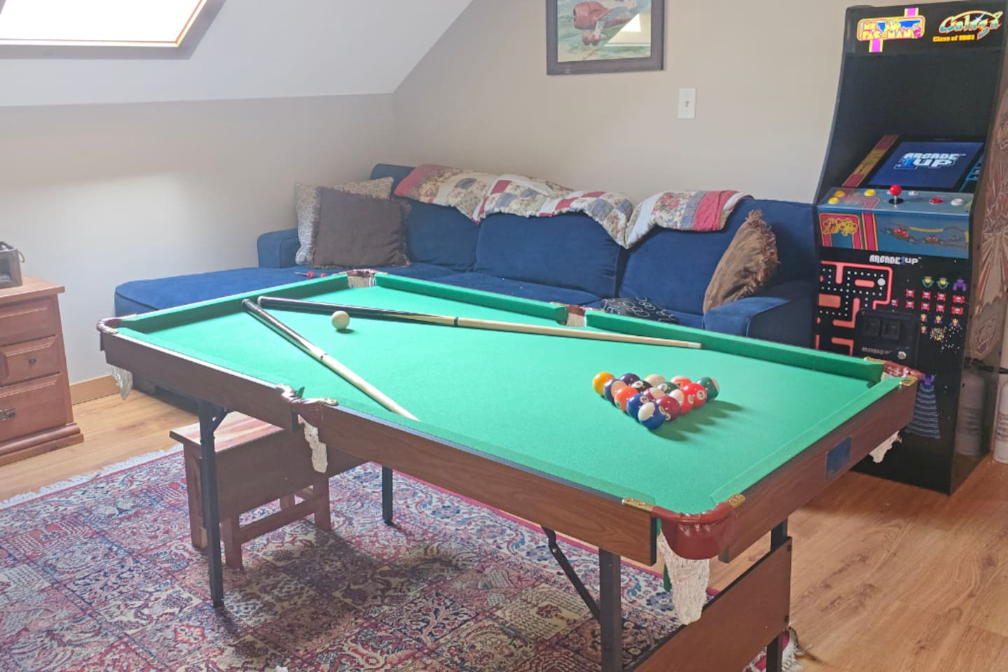 Game room with 3 in 1 game table and an arcade with 12 classic games!