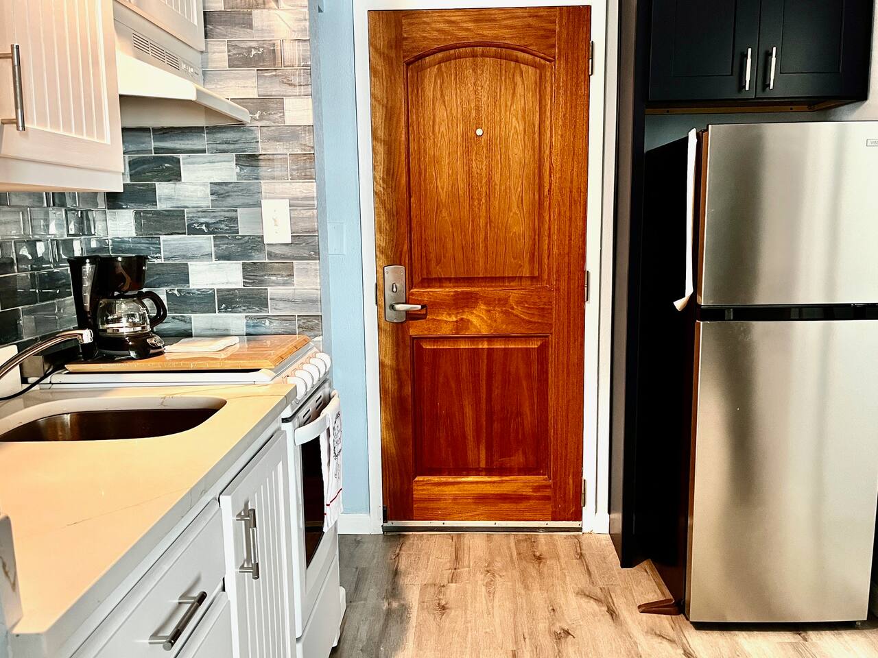 Plenty of fridge and freezer space for food, snacks, and drinks. 