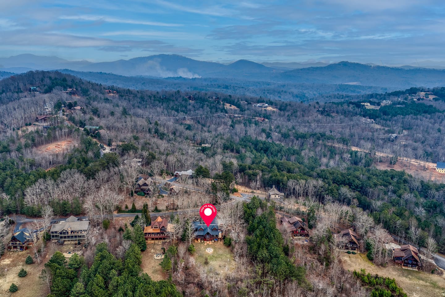 Blessed Sunset is nestled in a beautiful mountain ridge community within the breathtaking Blue Ridge mountains of Mineral Bluff, GA!