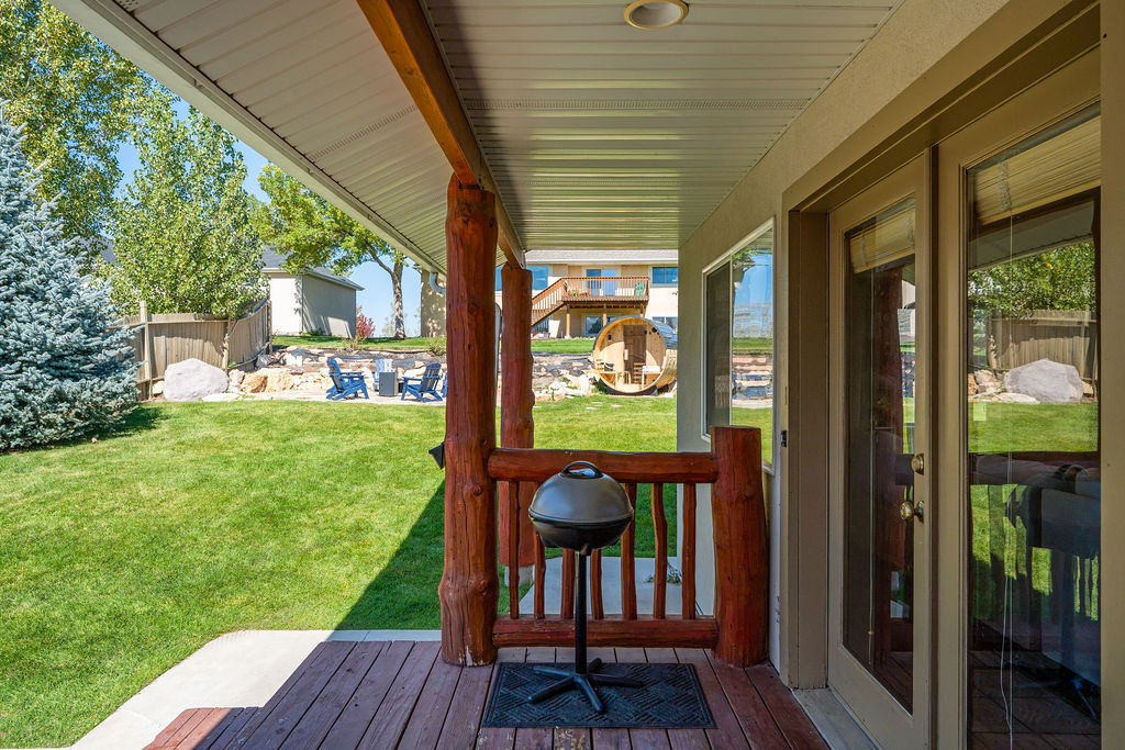 An electric grill by on the back porch is perfect for cooking outside with the rest of the crew when they want to be there too