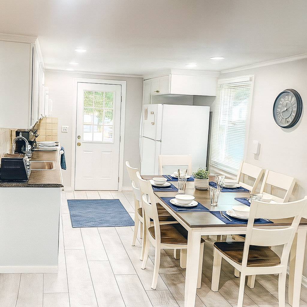 Enjoy cooking in our fully equipped kitchen that opens up to the beautiful outdoors. Feel the joy of cooking surrounded by nature's beauty, just steps from your kitchen.