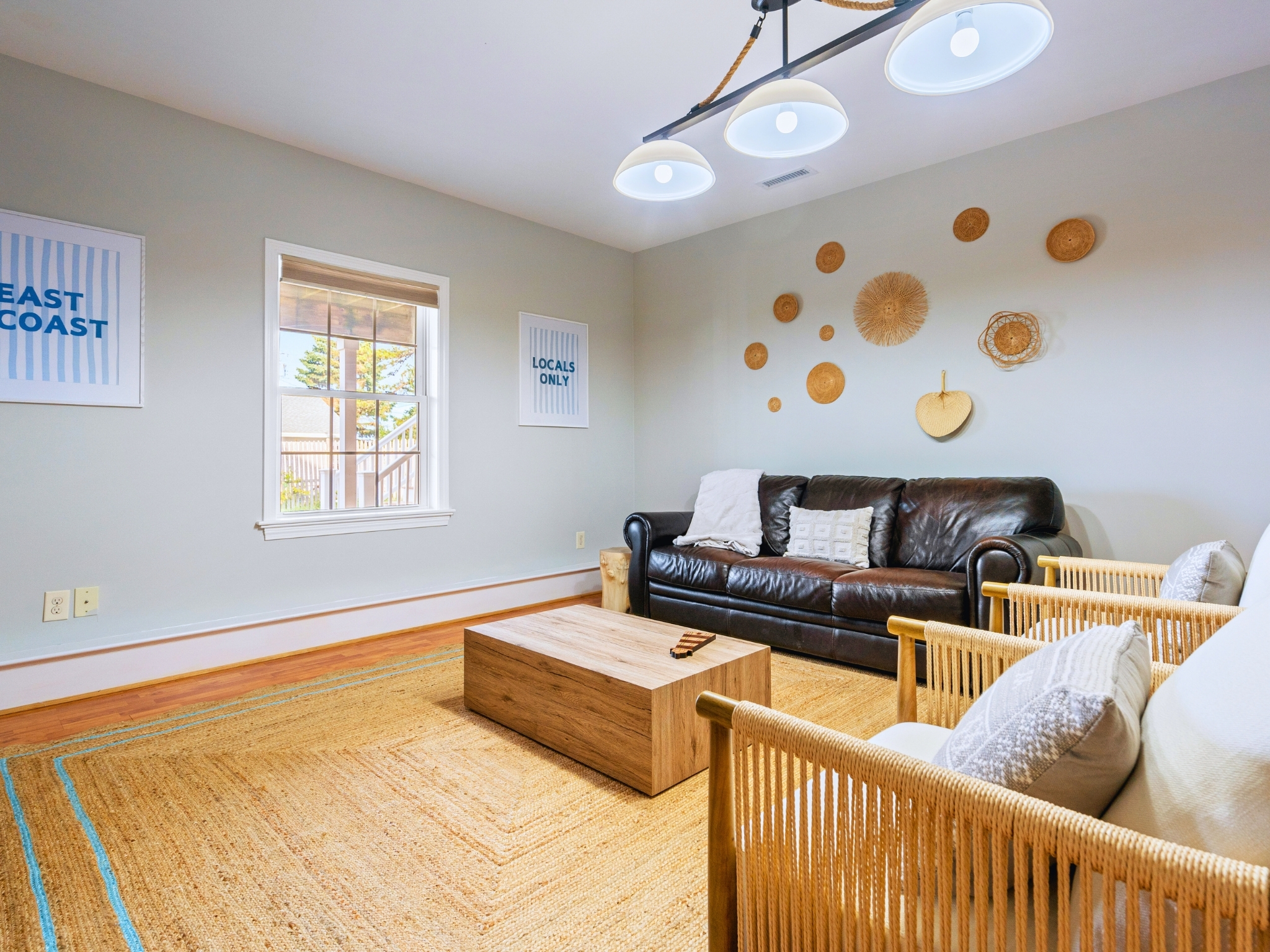 This is our basement living room—comfy, cozy, and waiting for you to settle in and make yourself at home!