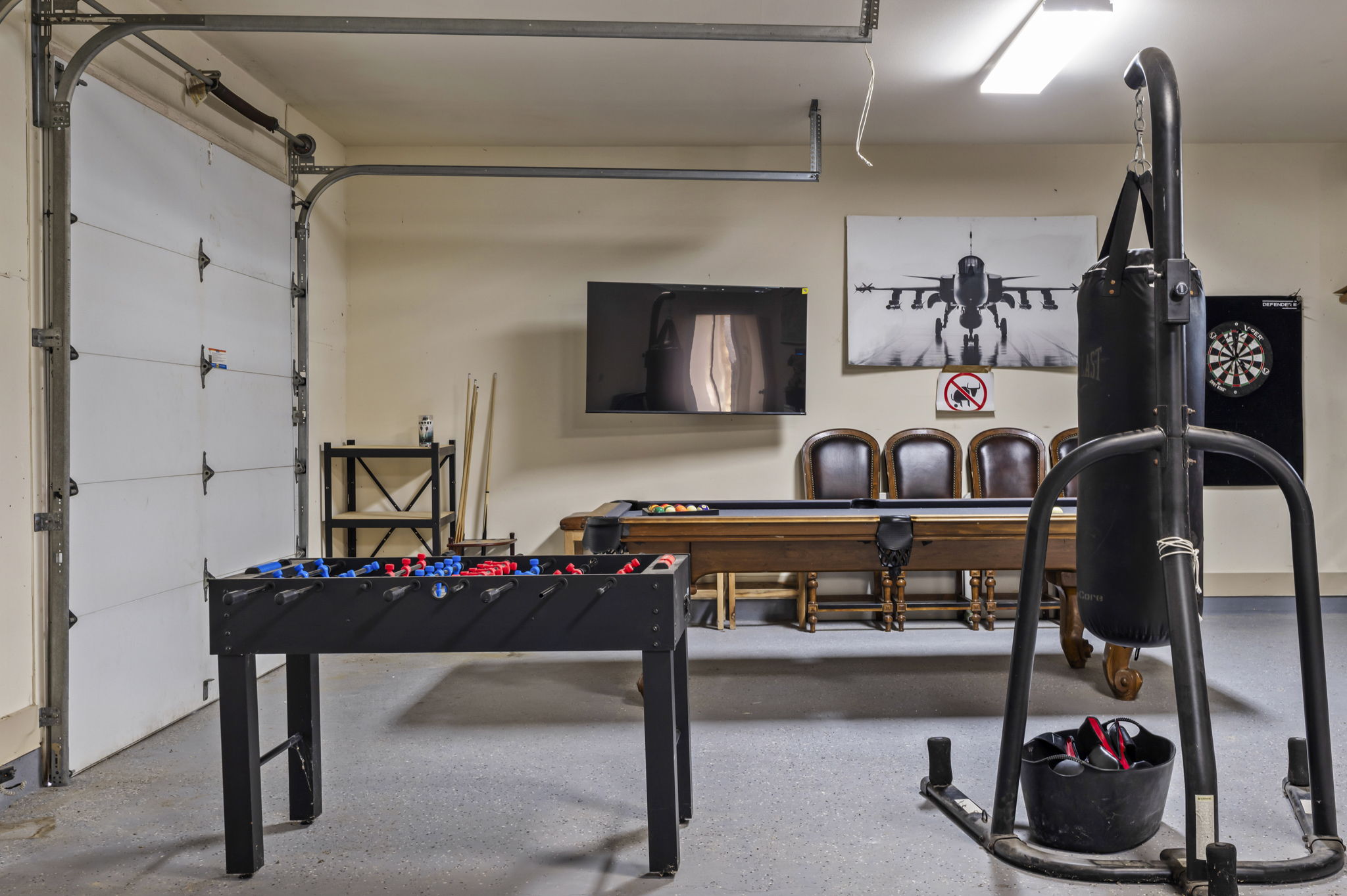 A TV adds extra entertainment, making it a perfect hangout spot for family and friends.