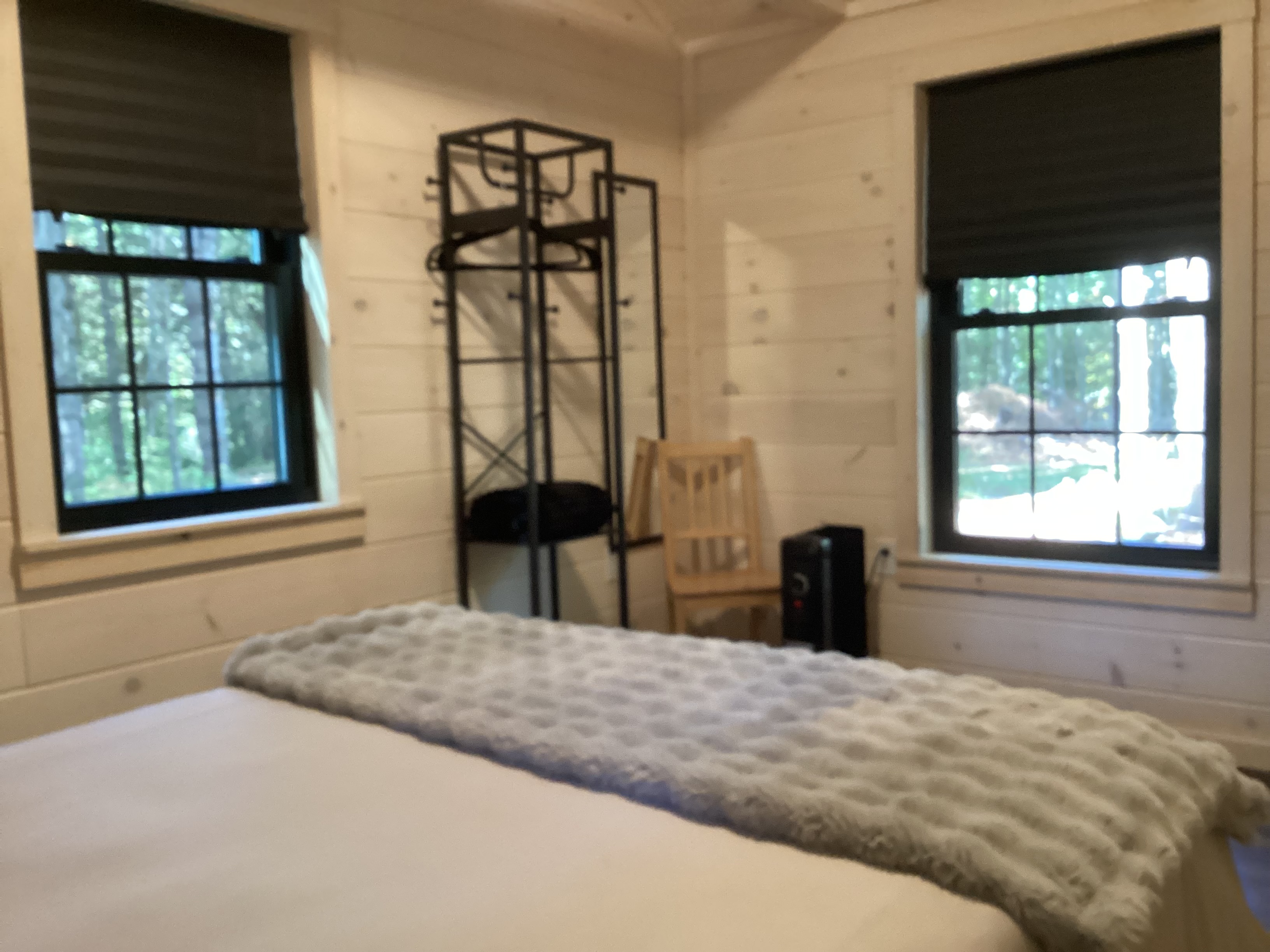 Black out blinds and free standing closet