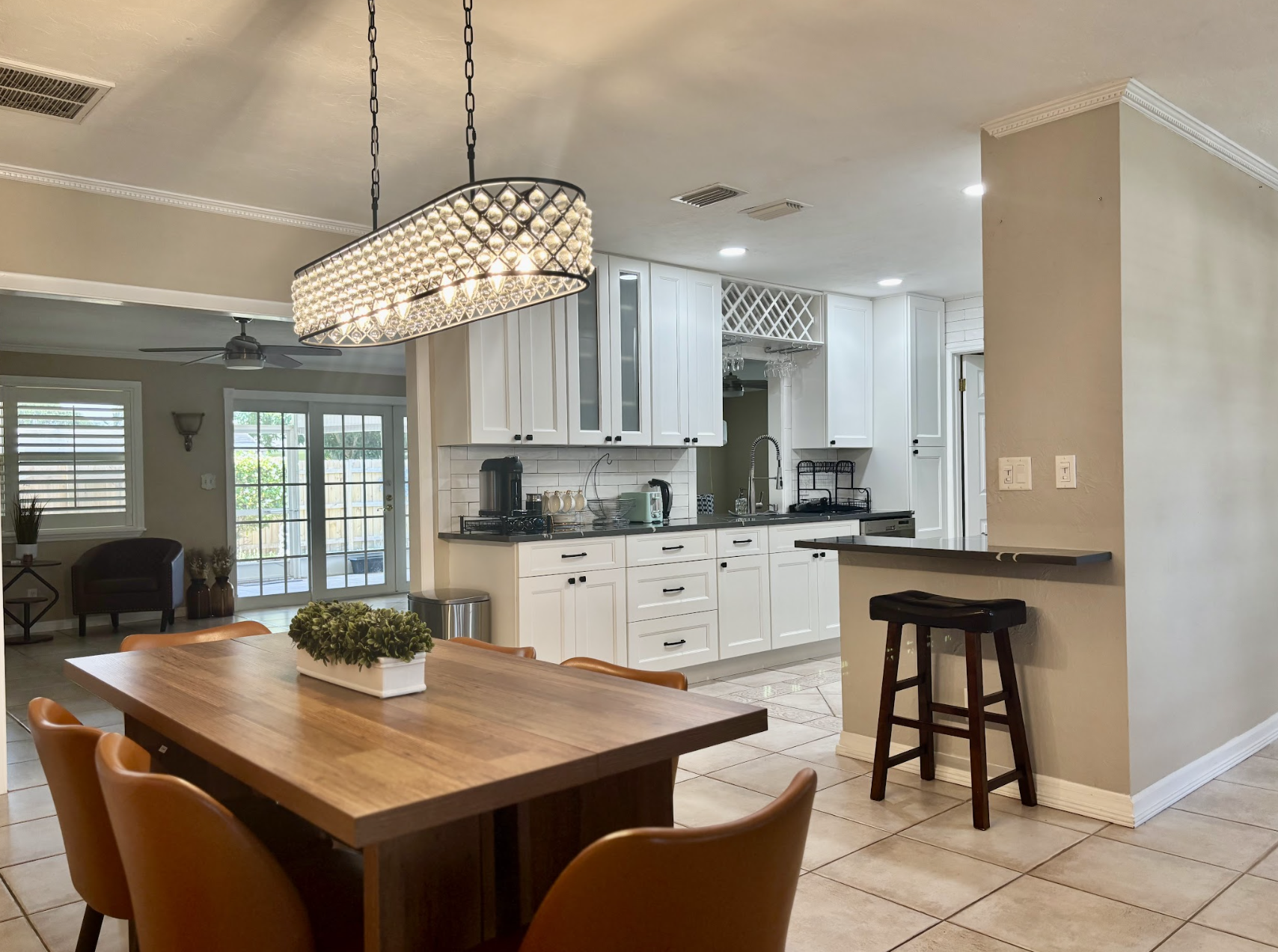 Gather around the table for family meals and games together.