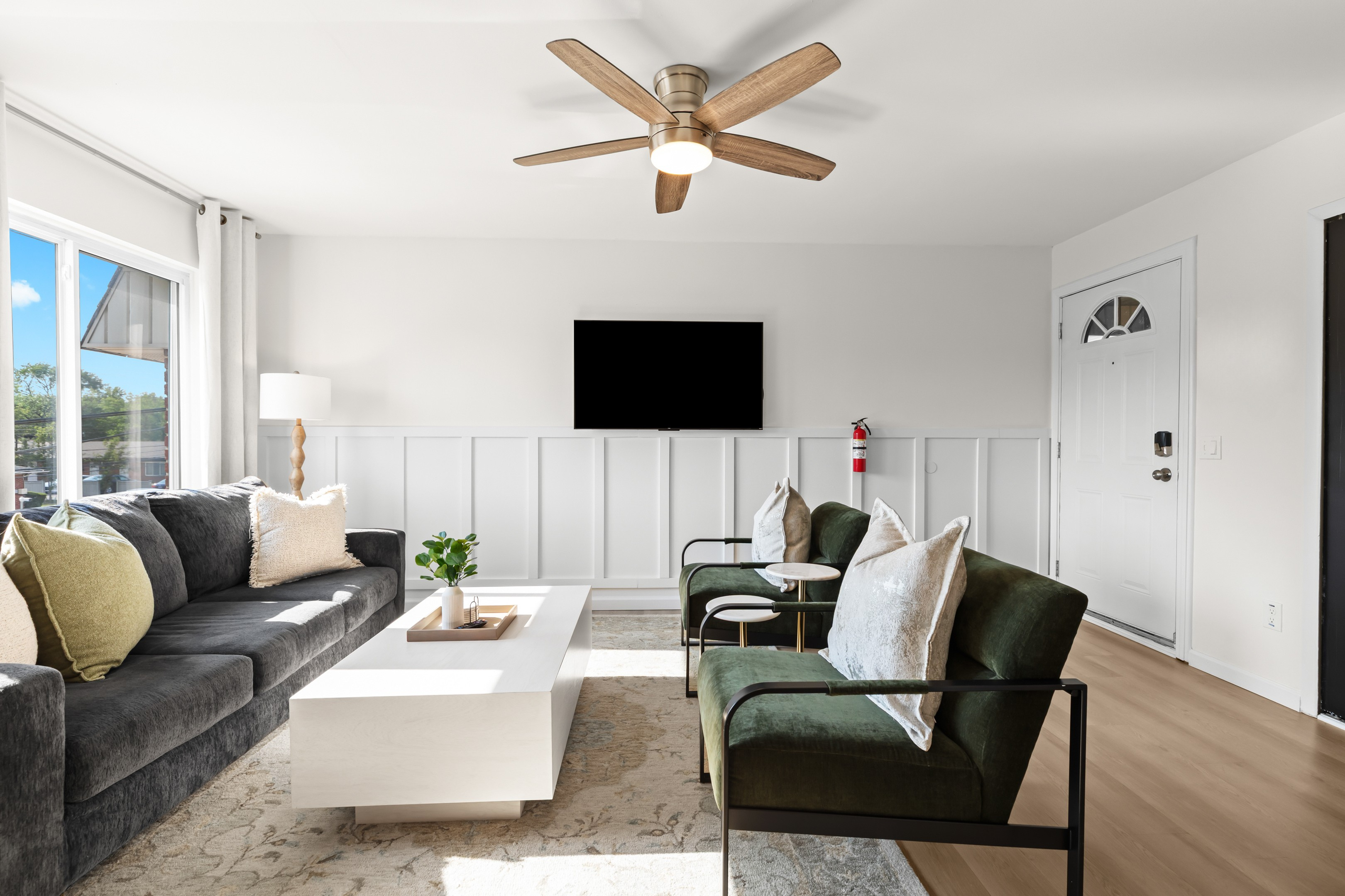 Spacious living room setup perfect for relaxing, streaming your favorite shows, or entertaining guests.