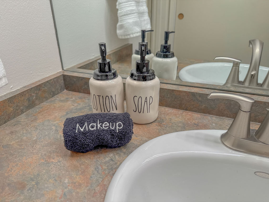 Hand soap, lotions, and all linens are provided.