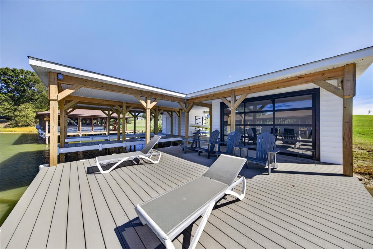 Covered boat slips, composite decking, and plenty of space for enjoying days on the water.