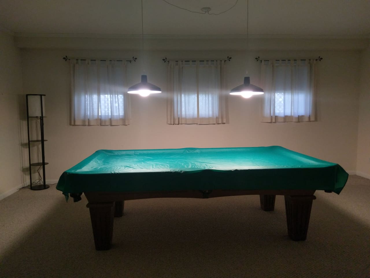 Regulation size pool table.