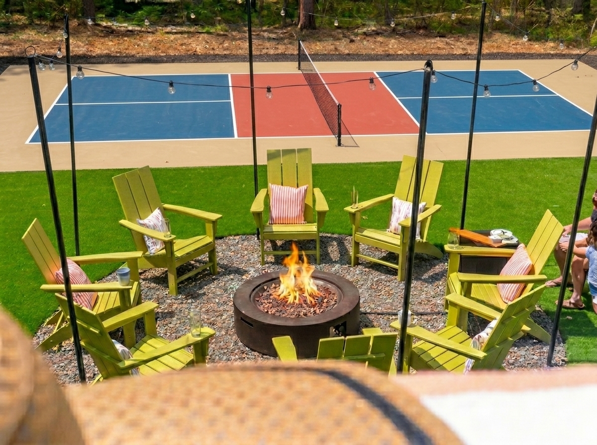 This is a rendering of the pickleball court and may differ slightly from the final on-site design, as it was captured prior to completion of the court.