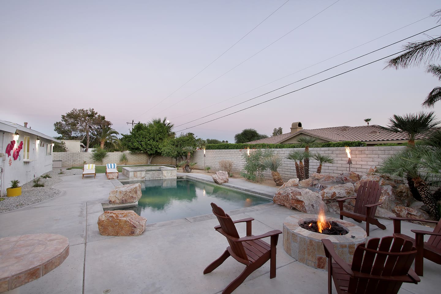 Pool / Firepit on a calm desert night!