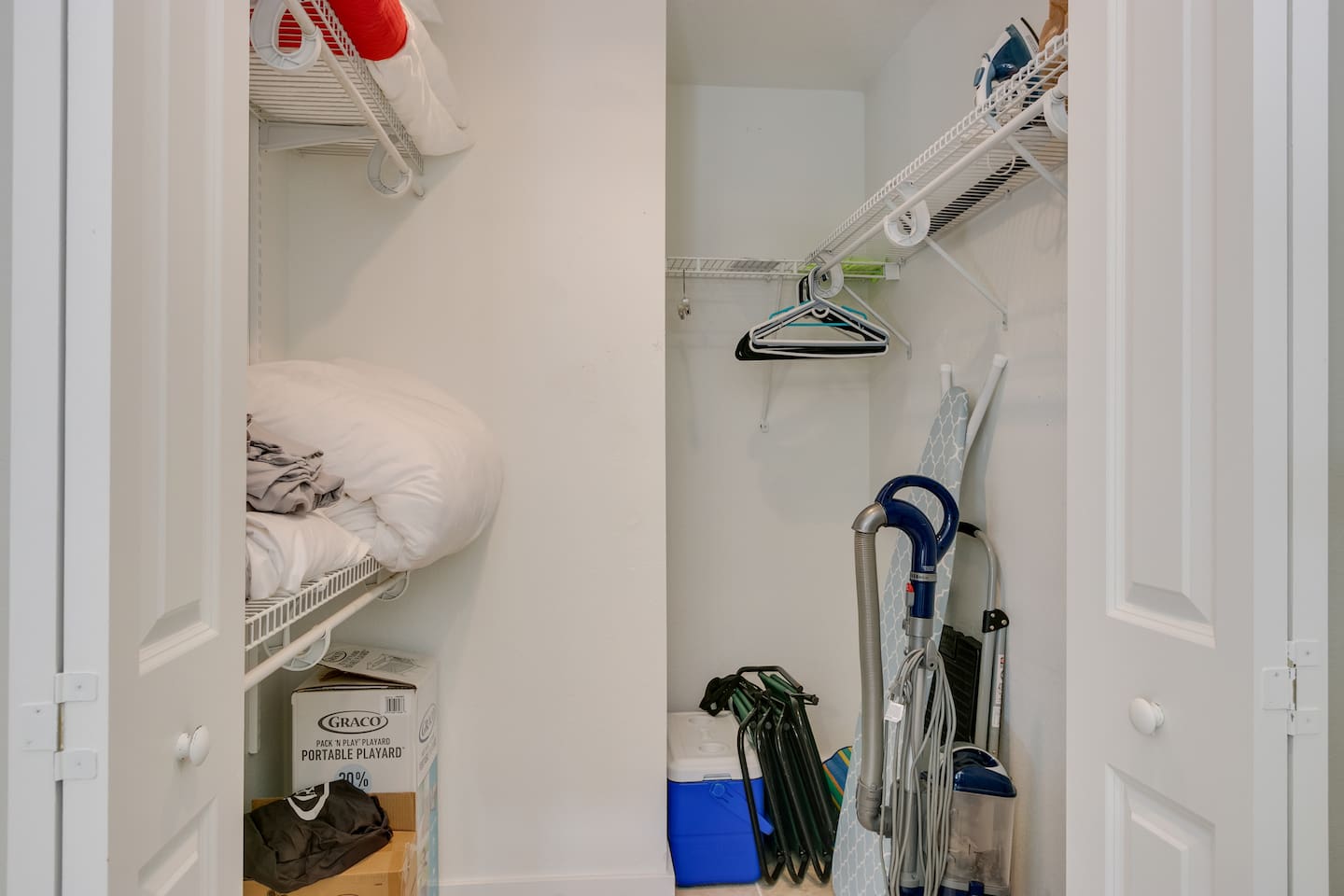 Walk in Closet (in Bedroom #2) with Extra Blankets/Linens, Beach Gear, Kids Supplies, Cleaning Supplies