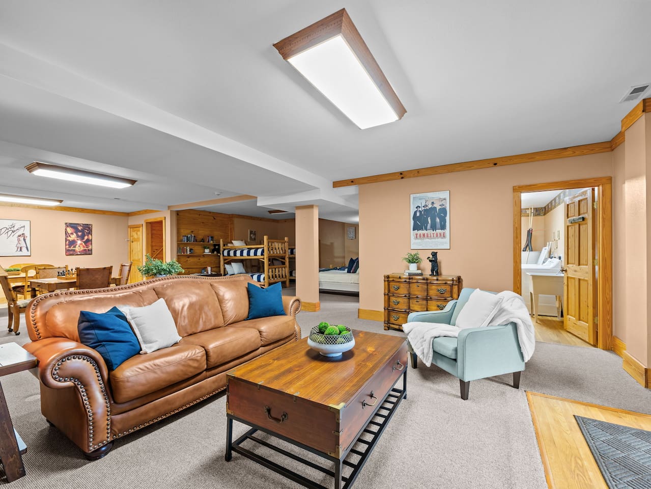 Lower level of the cabin and sleeping areas