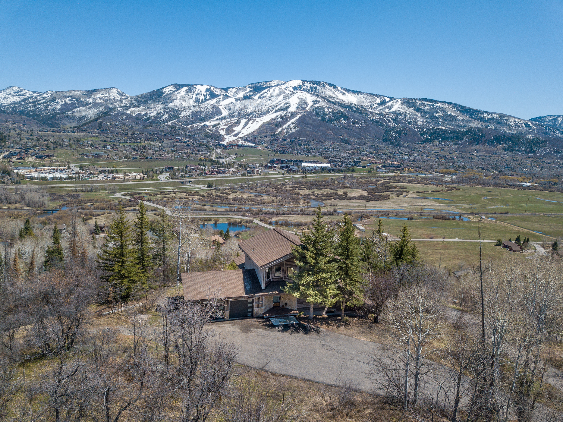Aerial Shot of House with Steamboat