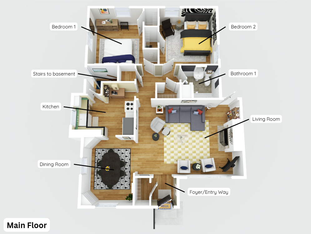 3D Floor plan of the main floor