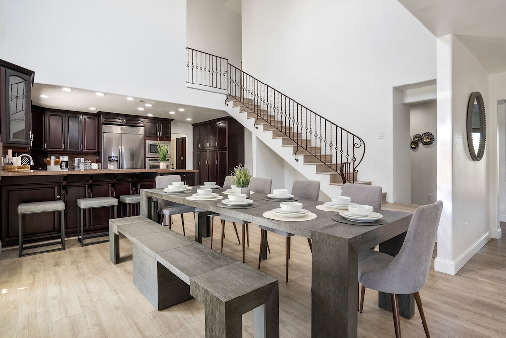 Staircase from main living area to second level