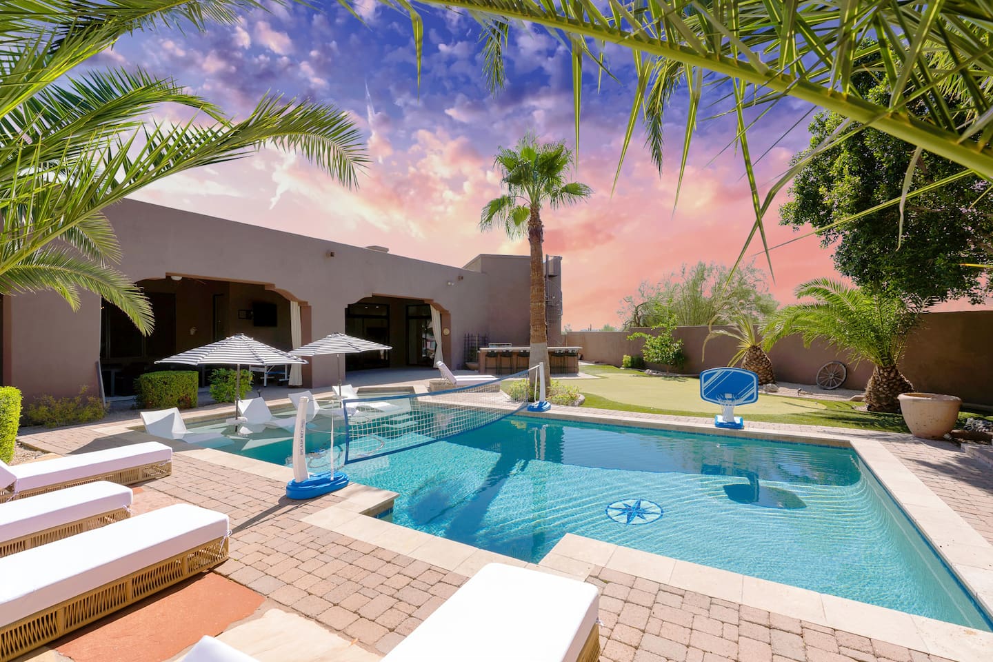 Imagine relaxing beside the pool, sun on your face, breeze in the air.