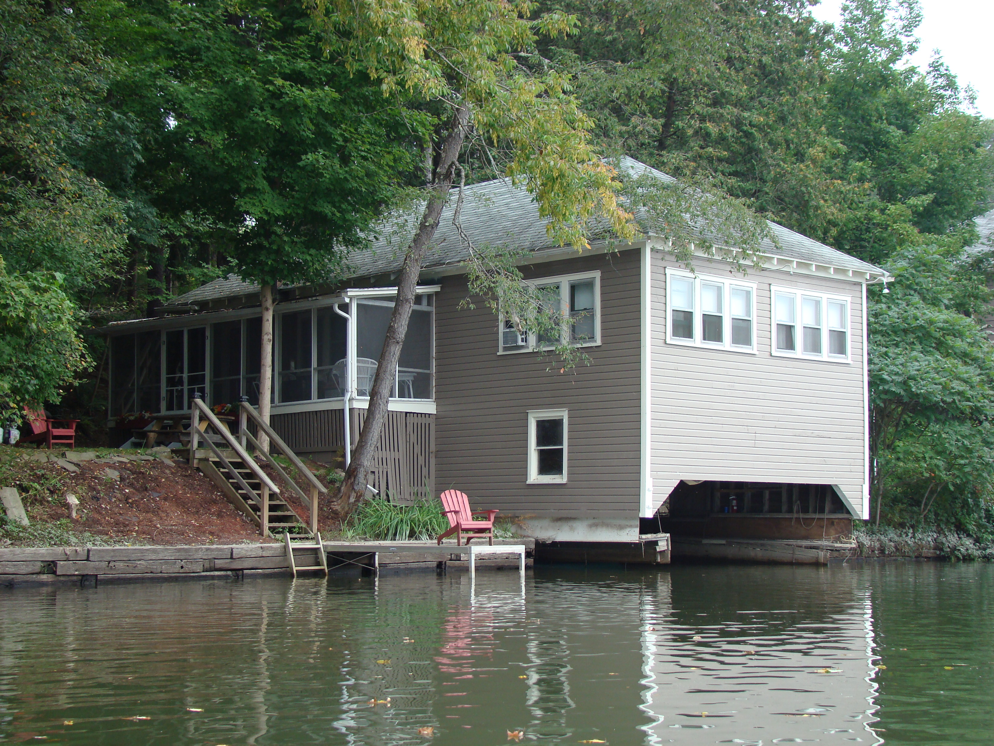 Adirondack Waterfront Compound - Boathouse exterior.