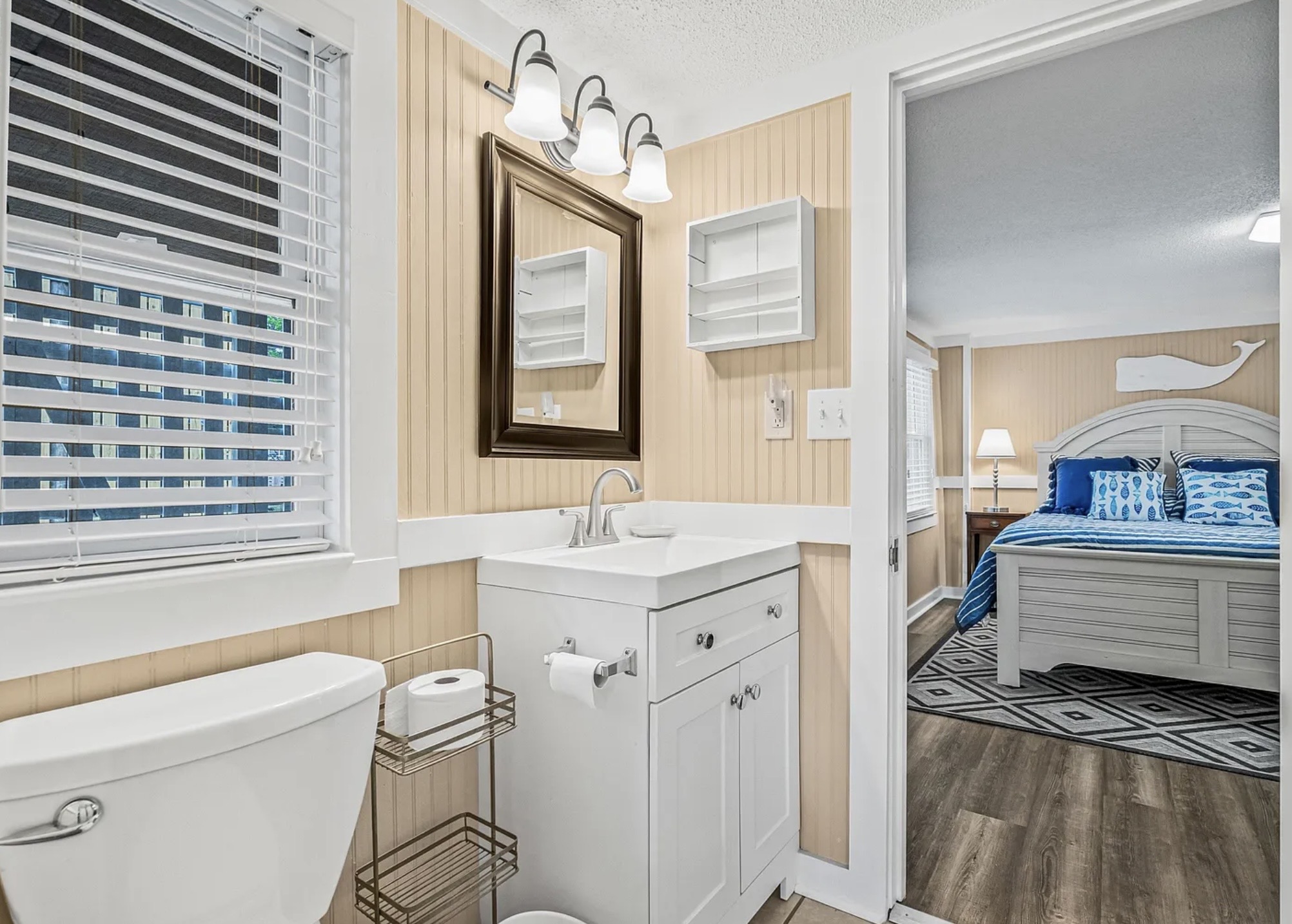 A clean, bright bathroom with everything laid out and ready for your stay. ⭐