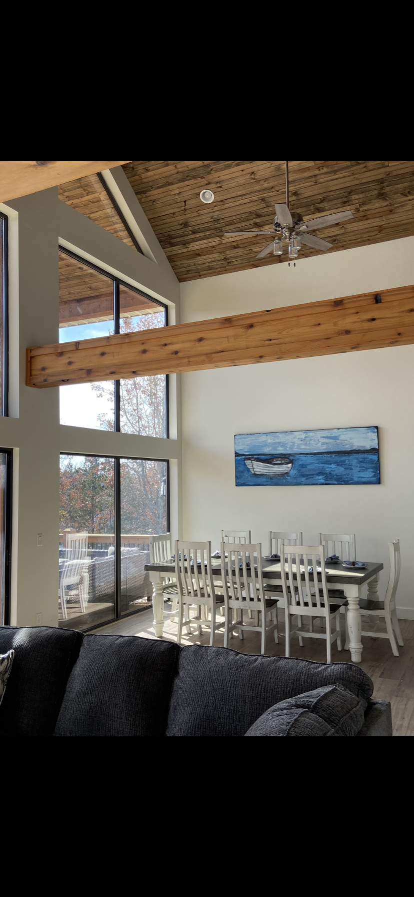 Dining seating for 8 and breakfast bar seating for 5 