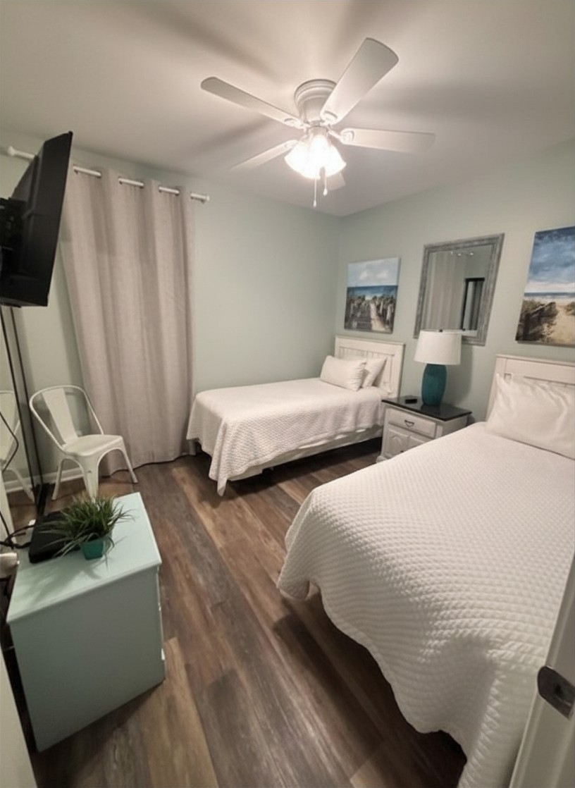 Everyone has their own space, and TV. 🌞