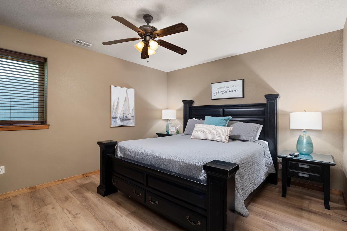 Lower level king bedroom with ensuite bathroom