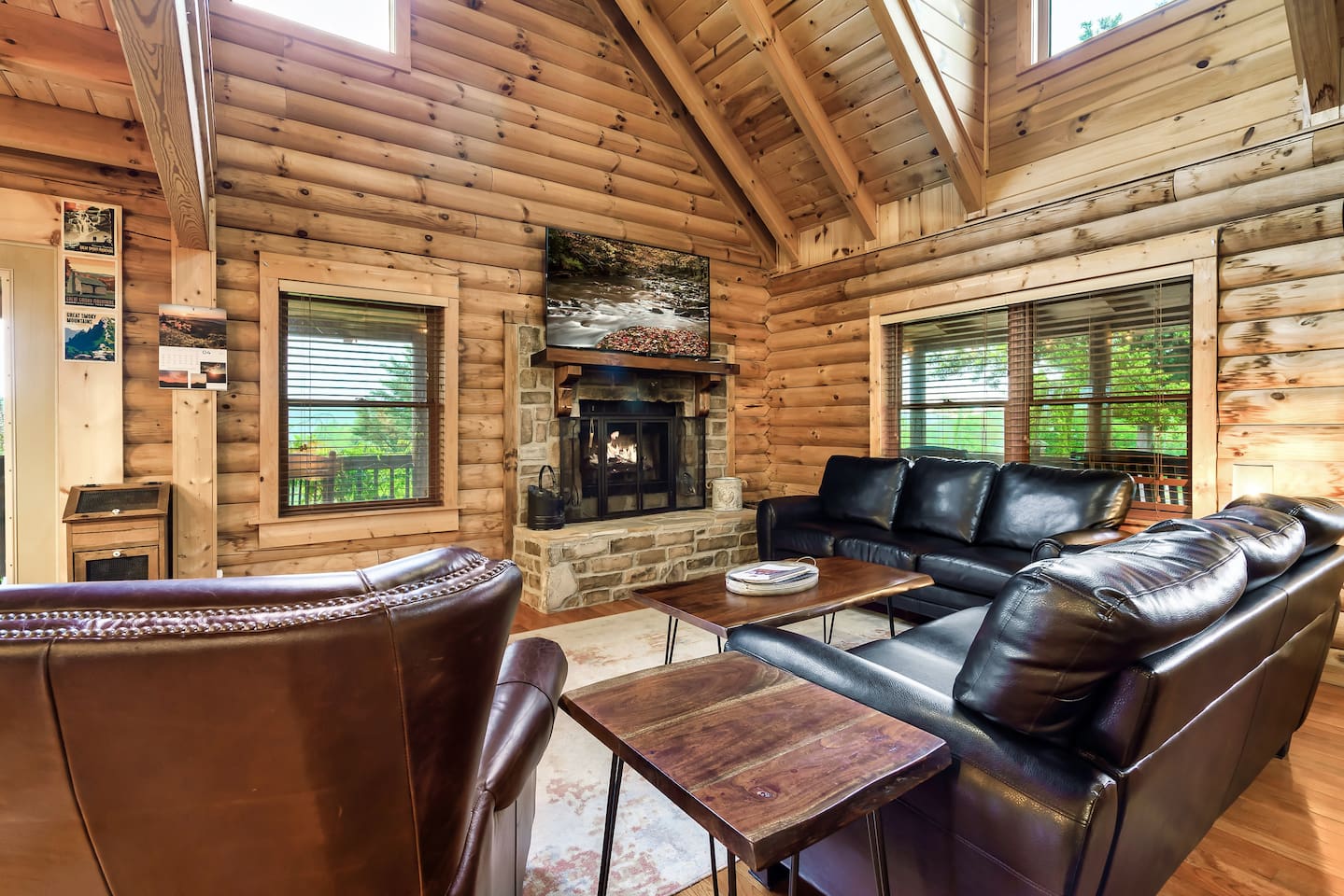 Living area - wood burning fireplace