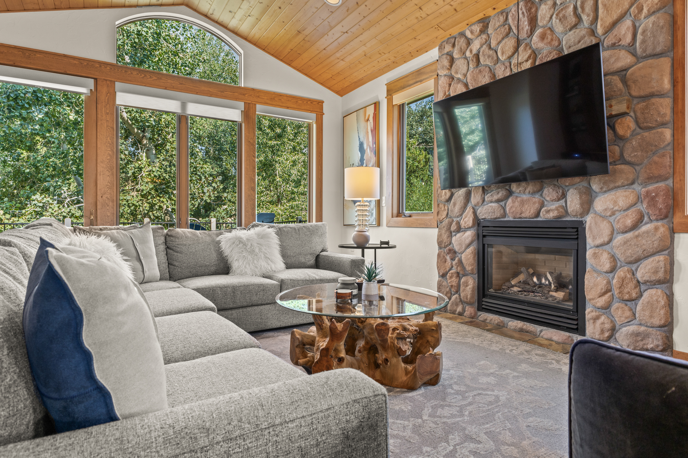 Living Room | Gas Fireplace & TV