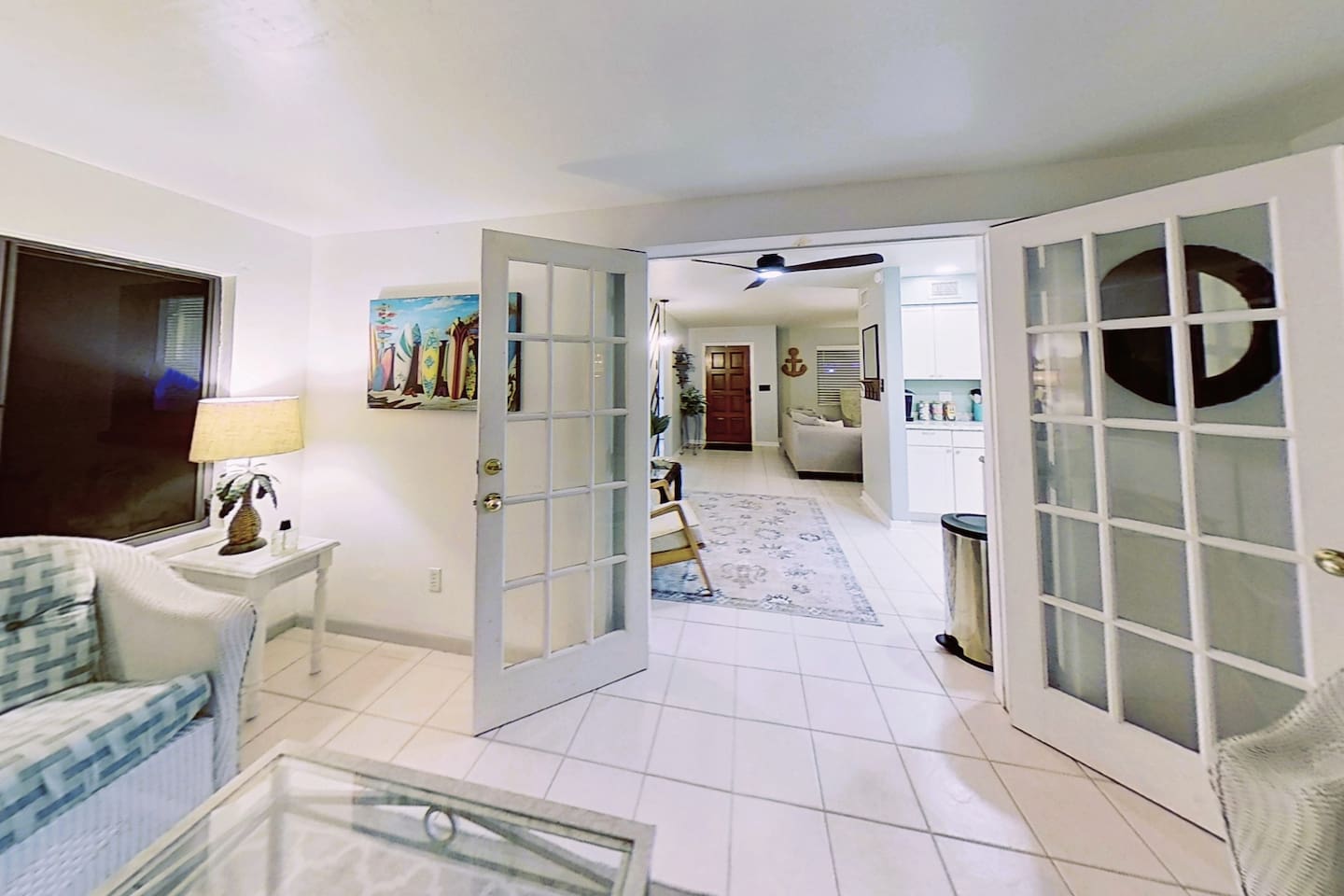 View from Lanai, looking thru house to front door.