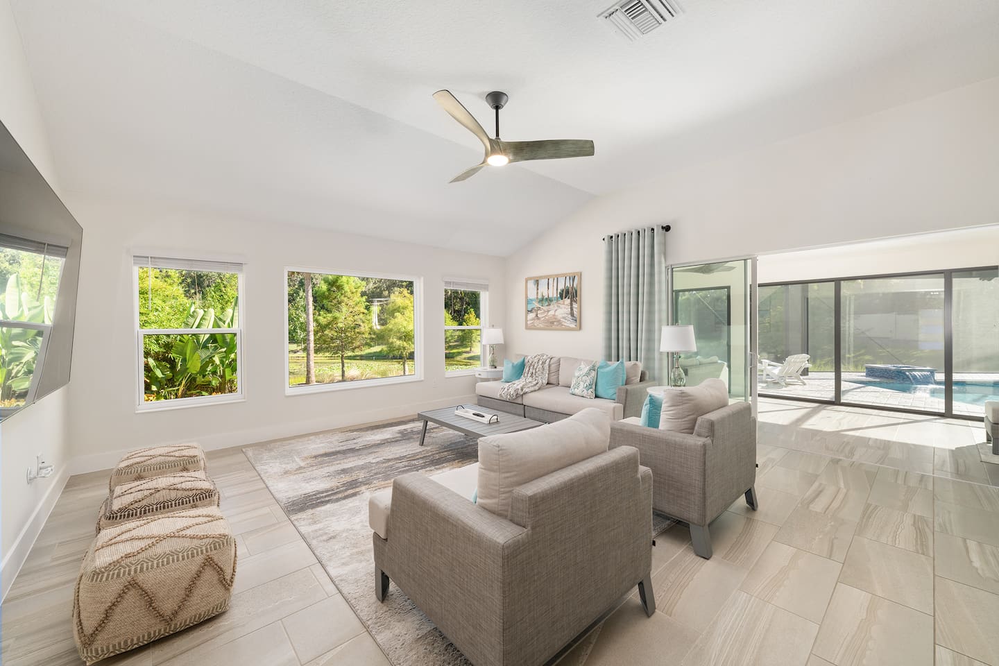 Bright living room with serene views