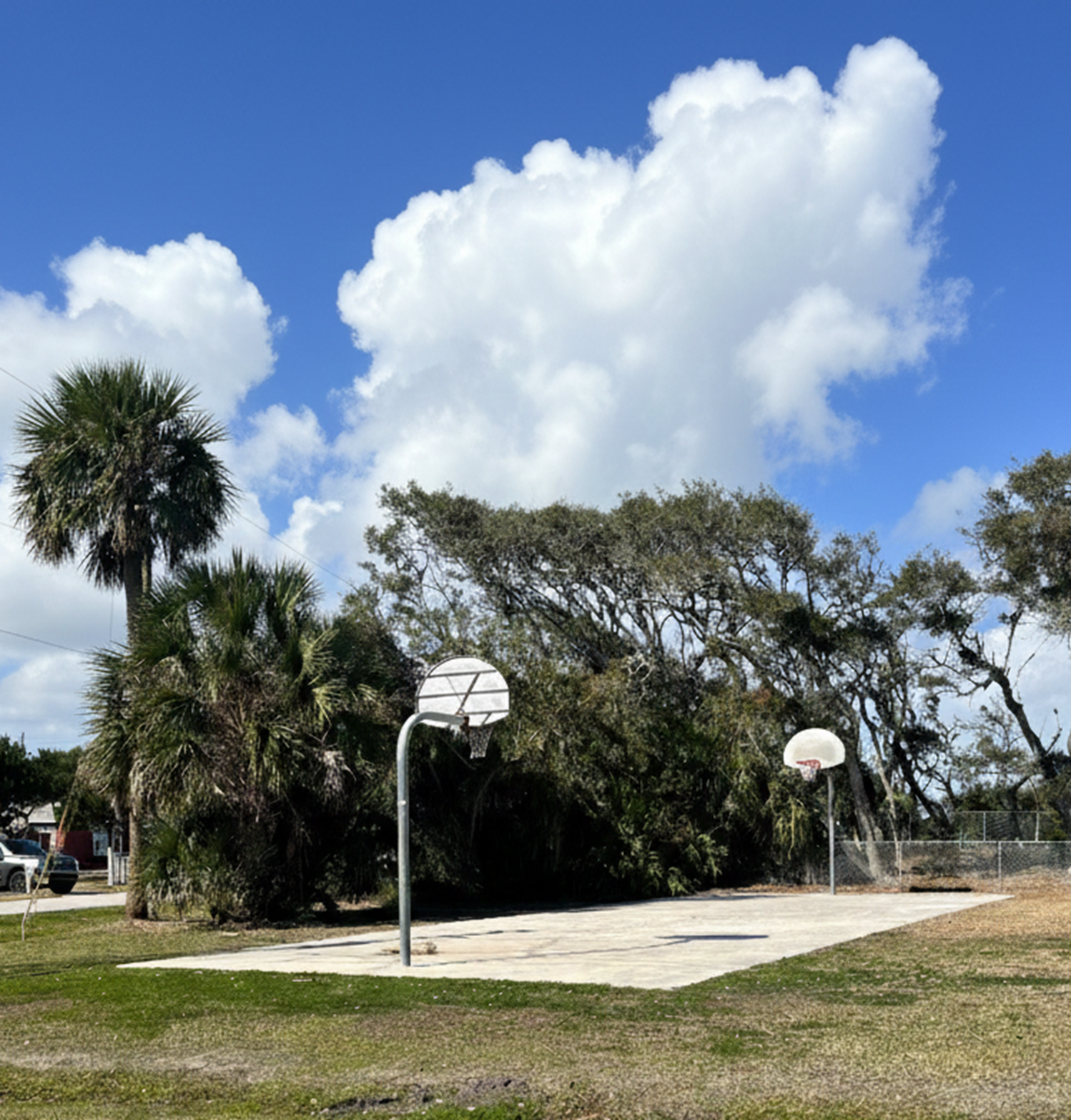 Basketball court across the street