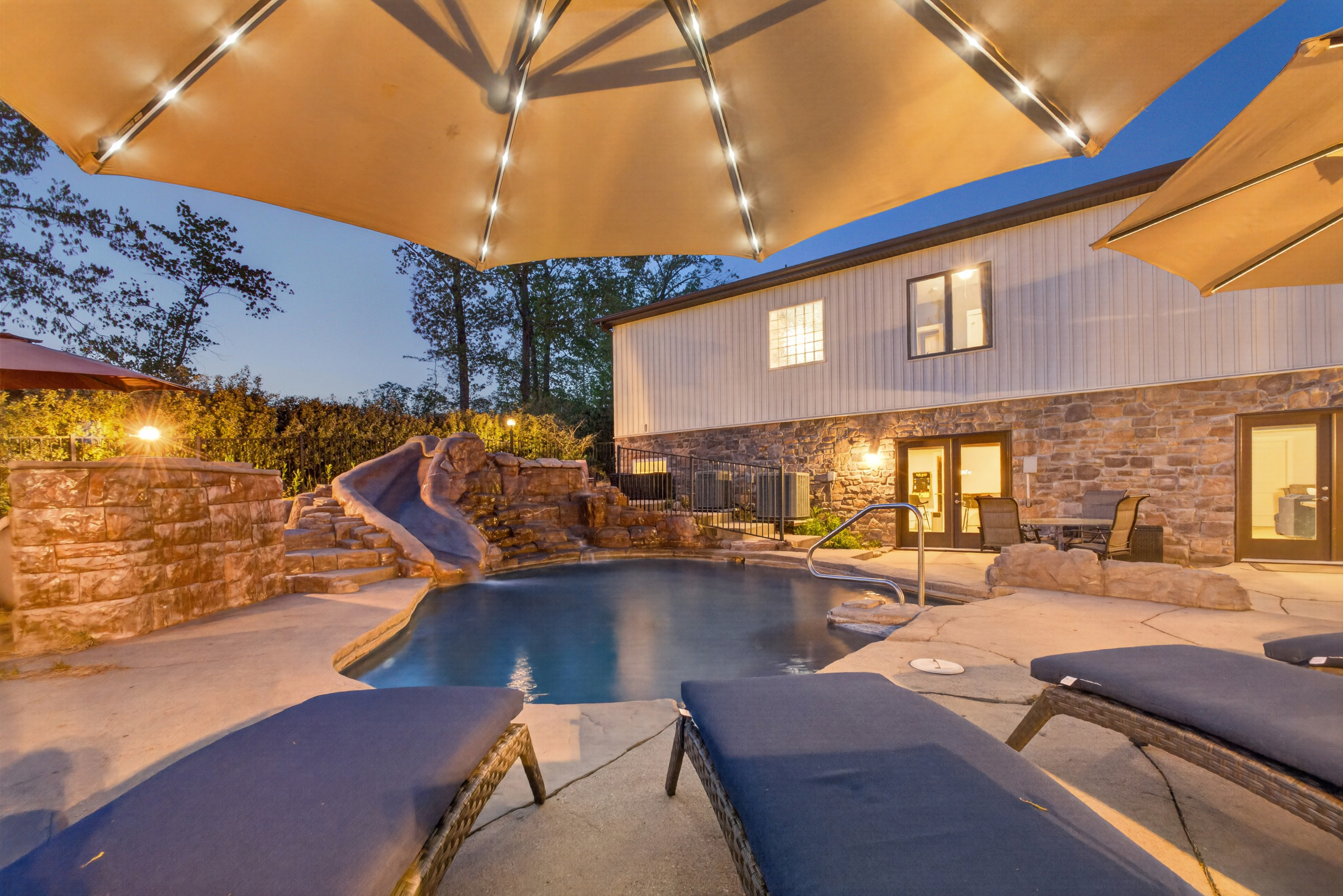 Resort style pool at dusk-your private oasis at Lake Anna