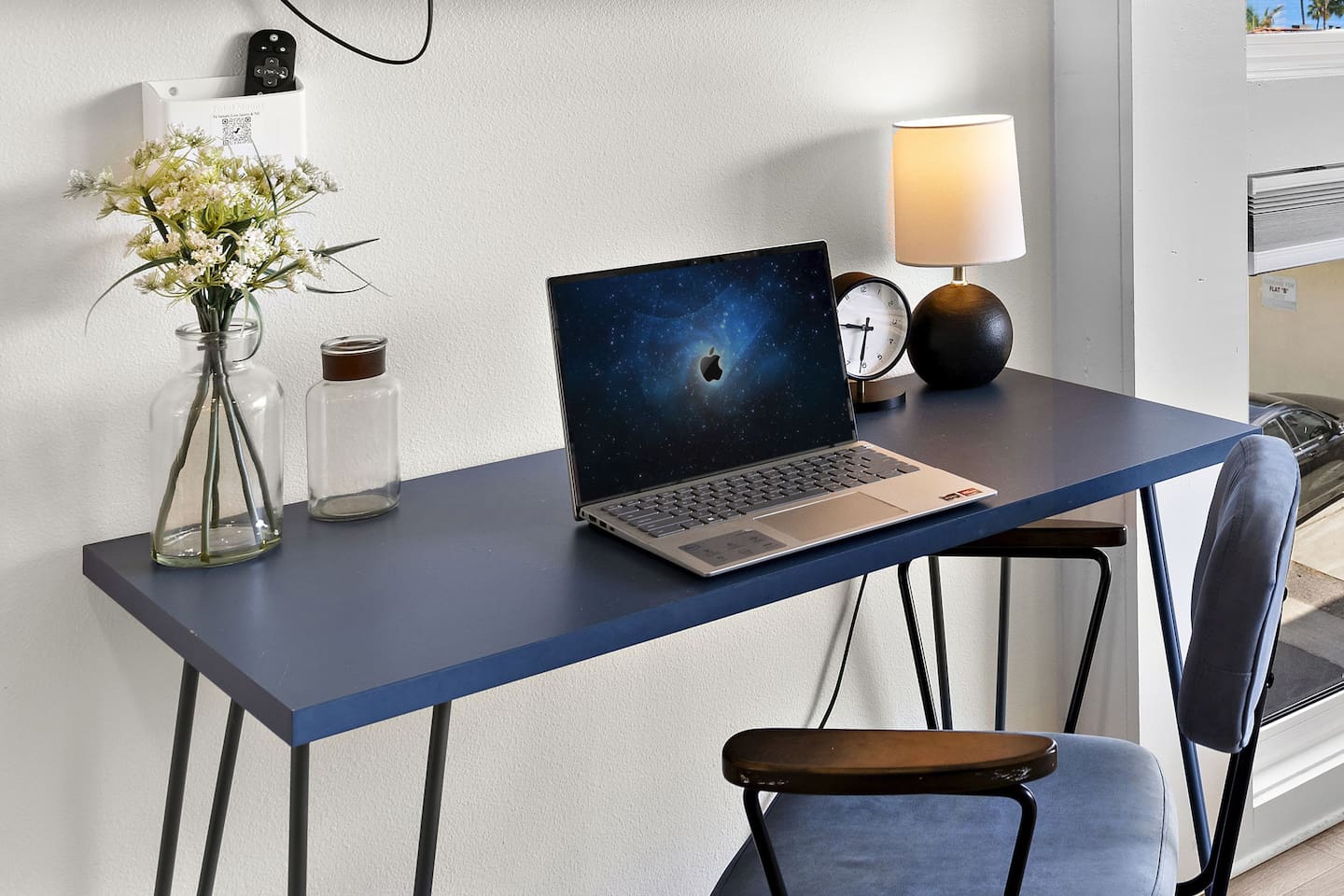 We also provide a dedicated workspace with a comfortable office chair and 300Mbs redundant internet for working remotely