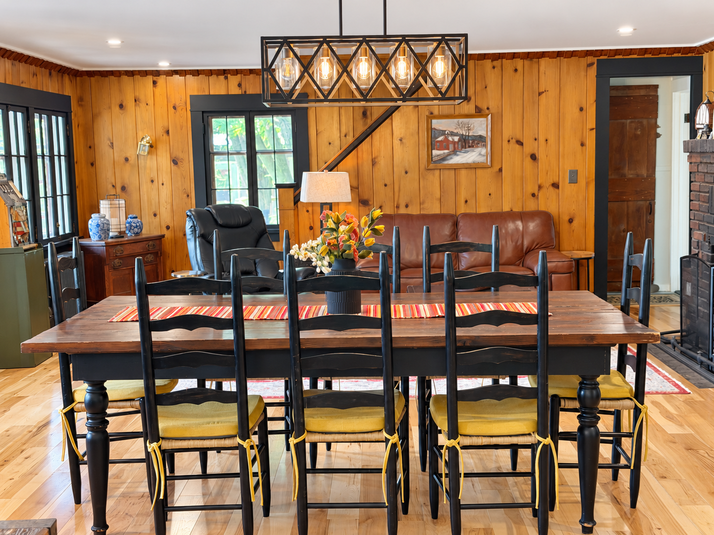 Plenty of seating at the dining room table.