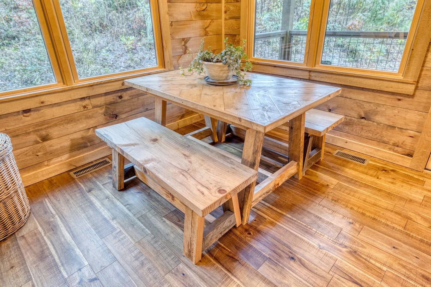  Our dining table, set for four, promises cozy meals and cherished conversations