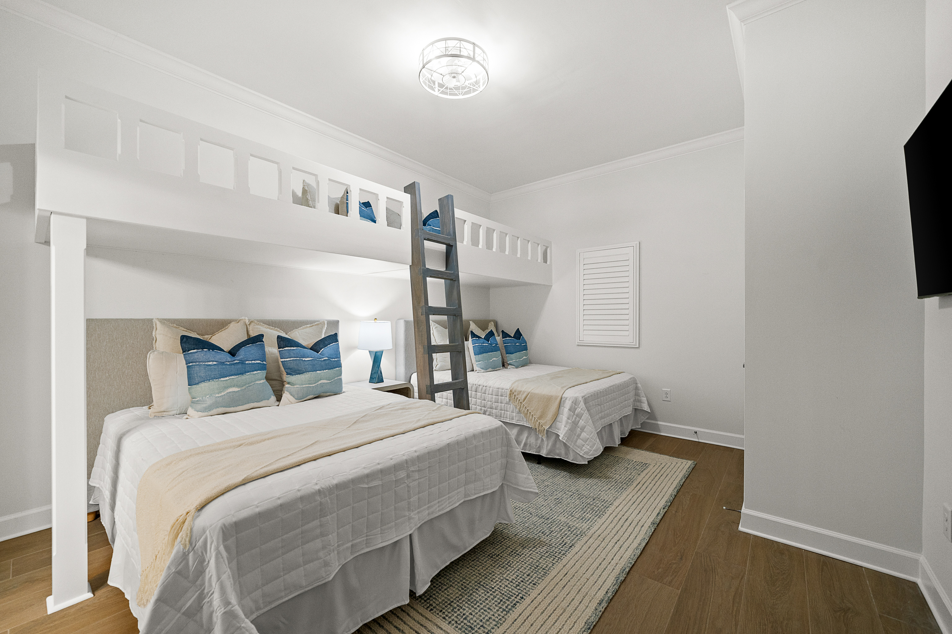 Decorative bedding replaced with fresh sheets.