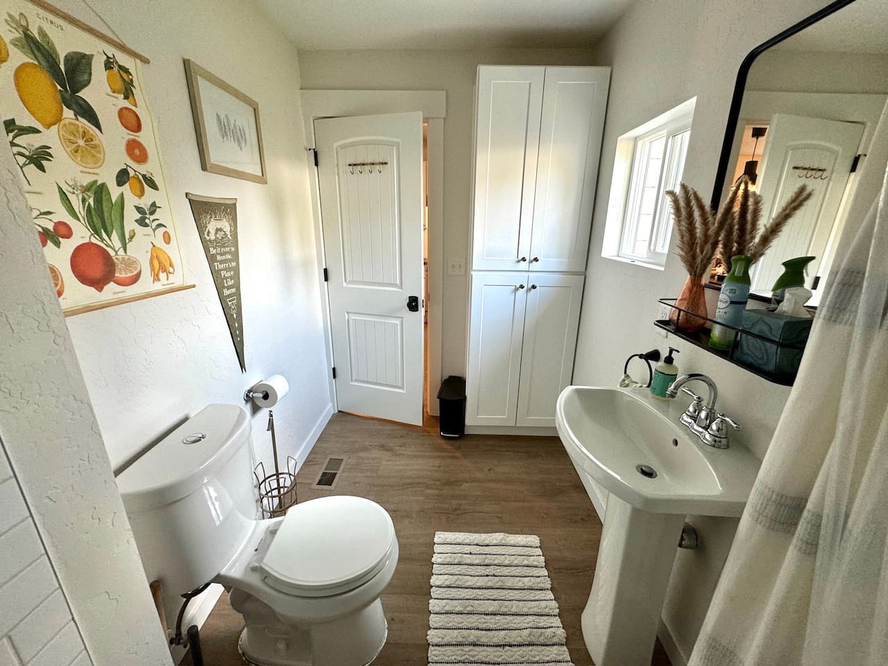 This bathroom off the main floor features a full shower and bath. 