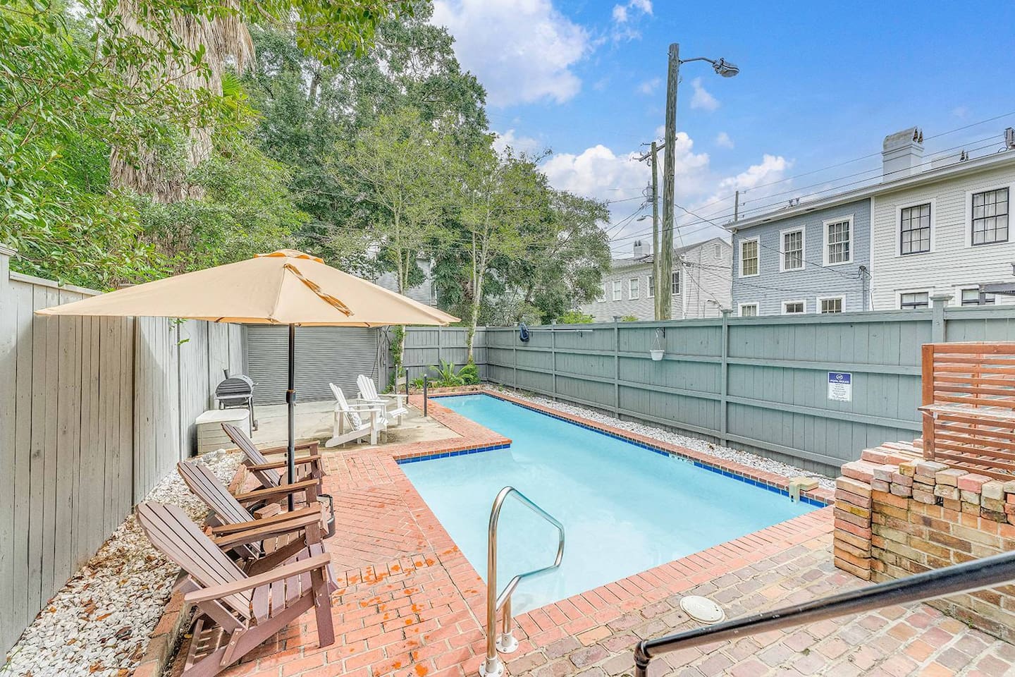 An incredibly rare find in Savannah -- you're own private & heated olympic sized pool.  Swim laps for some exercise -- or wade in the main part of the pool with family/friends.  Turn on the underwater lighting and enjoy an evening under the stars!