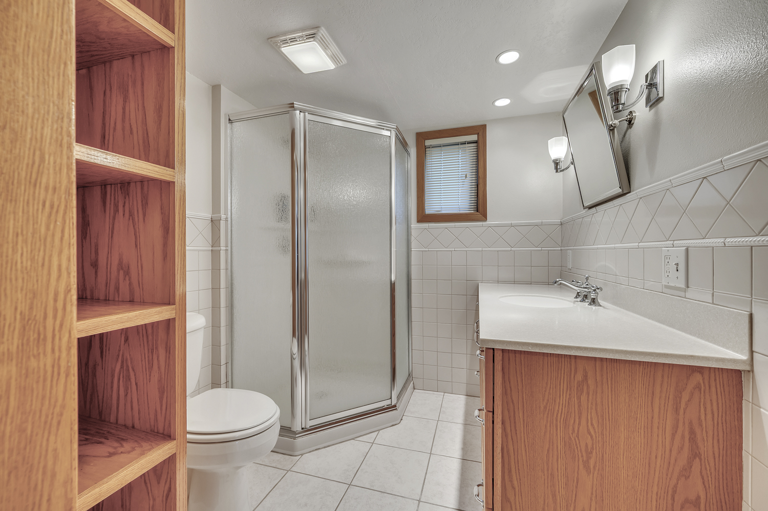 Lower level bathroom with shower