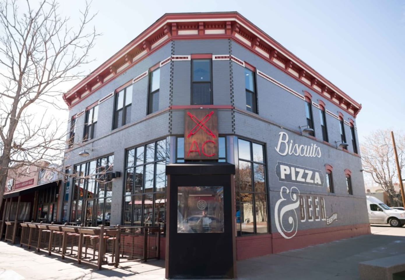 Try the Giant Biscuit Sandwiches for a late brunch at Denver Biscuit Company.  Or grab a huge slice of delicious pizza from Fat Sully's for lunch!